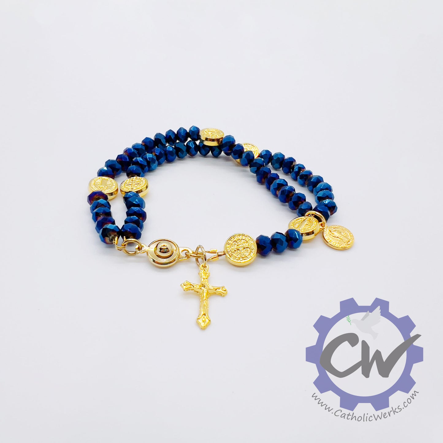 Electric Blue Crystal Bracelet Rosary