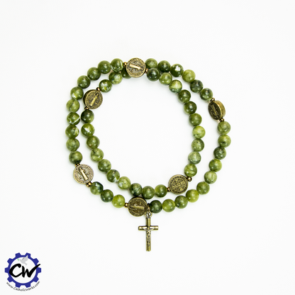 Jade St. Benedict Stretch Rosary Bracelet