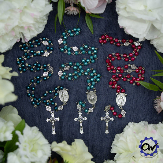 Miraculous Medal Czech Republic Glass Rosary