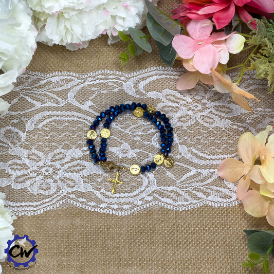 Electric Blue Crystal Bracelet Rosary