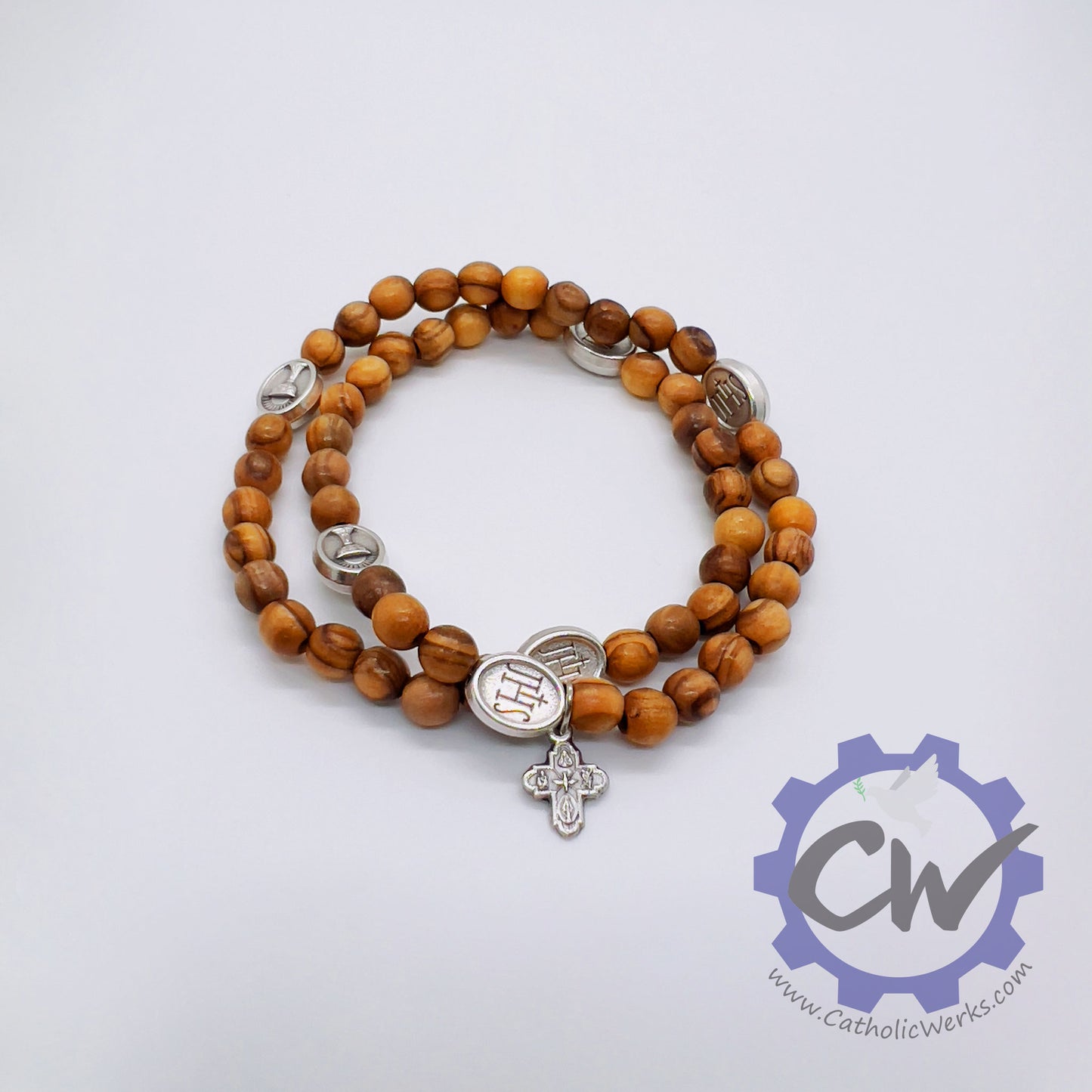 Holy Land Olive Wood Stretch Rosary Bracelet