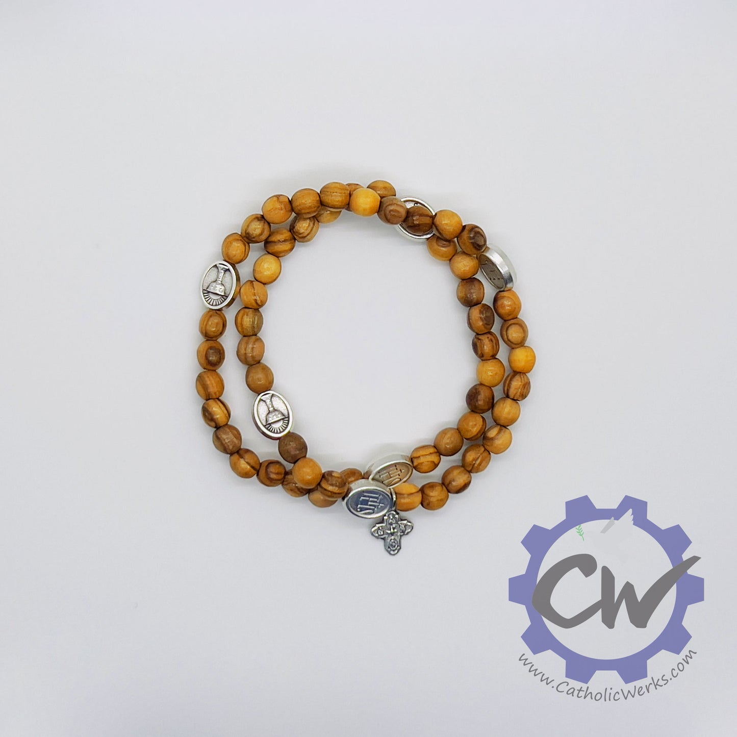 Holy Land Olive Wood Stretch Rosary Bracelet