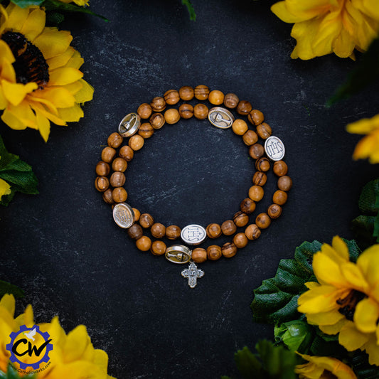 Holy Land Olive Wood Stretch Rosary Bracelet