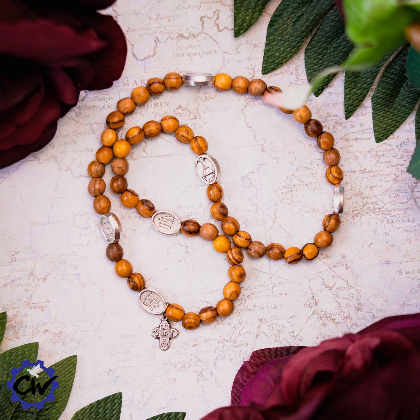 Holy Land Olive Wood Stretch Rosary Bracelet