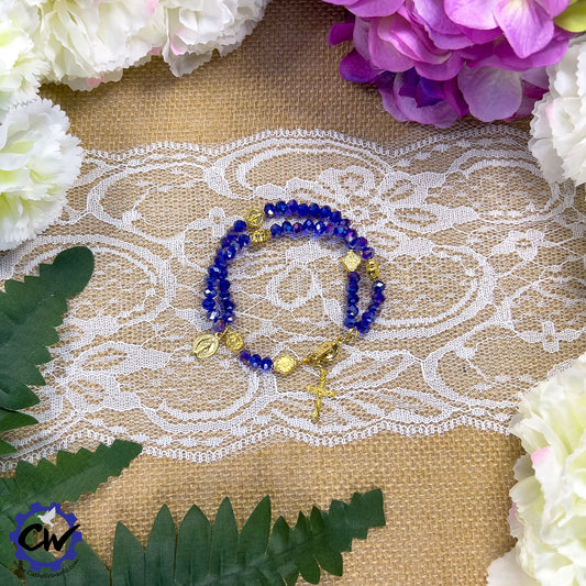 Navy Blue Crystal Bracelet Rosary