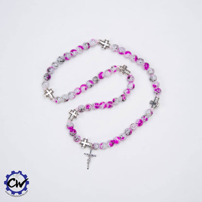 Painted Glass Stretch Rosary Bracelet