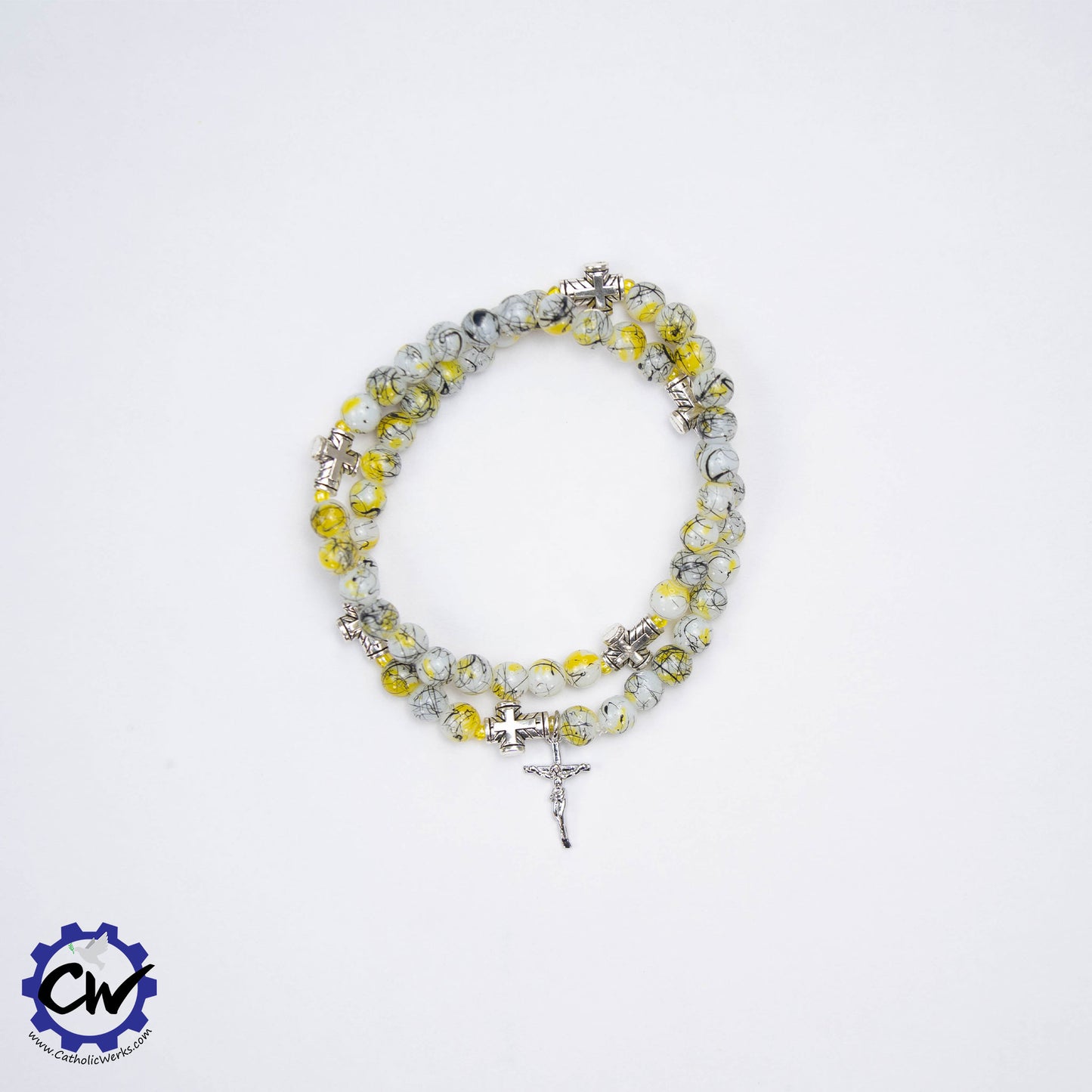 Painted Glass Stretch Rosary Bracelet